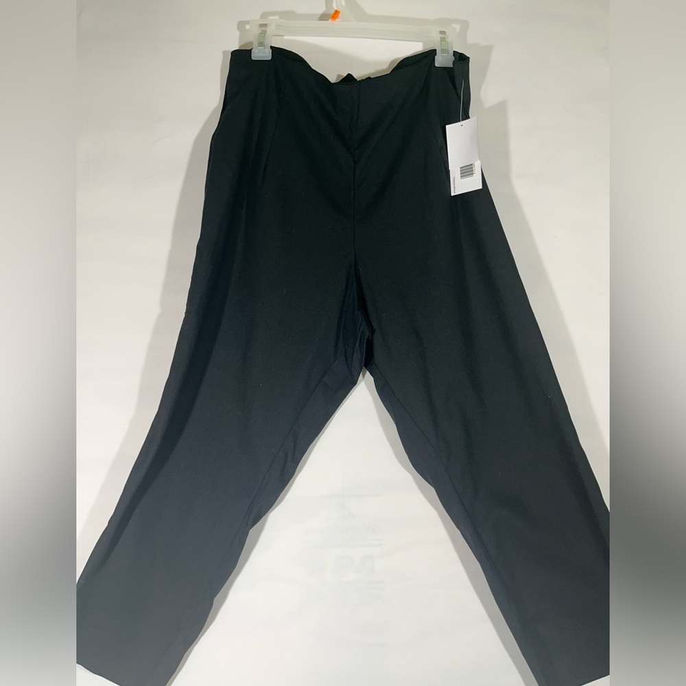 JUSTFAB LINEN ANKLE‎ PANT BACK ZIP CLOSURE SZ 1X BLACK NEW